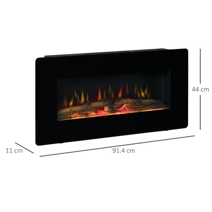 Electric Wall-Mounted Fireplace Heater with Adjustable Flame Effect