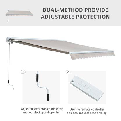 2.95Lx2.5M Retractable Manual/Electric Awning-Cream White/White