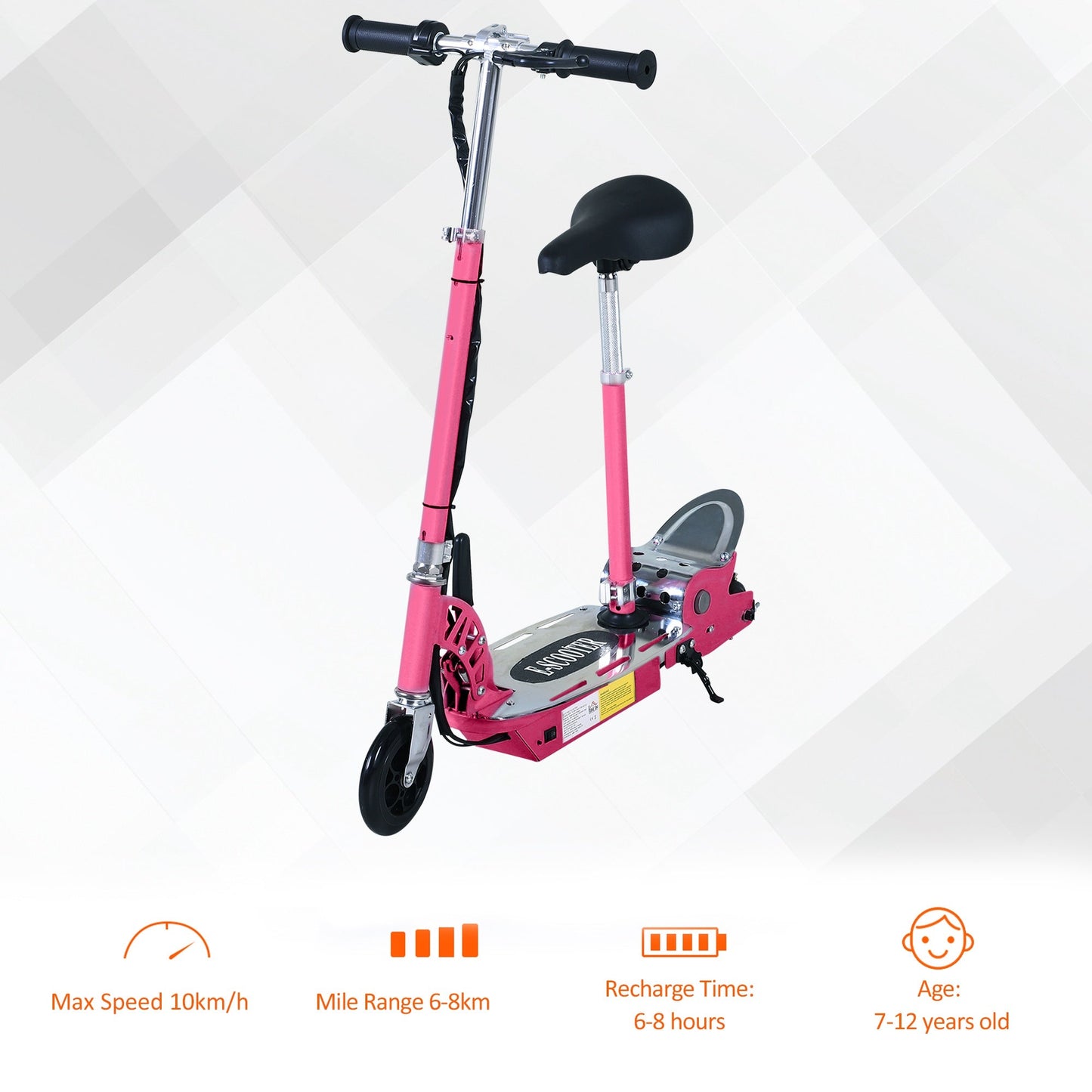 12V Battery 120W Teens Foldable Electric Scooter Adjustable Ride Over 7 years old -Pink