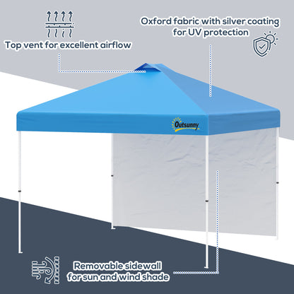 Outsunny 3X3(M) Pop Up Gazebo With 1 Side And Roller Bag