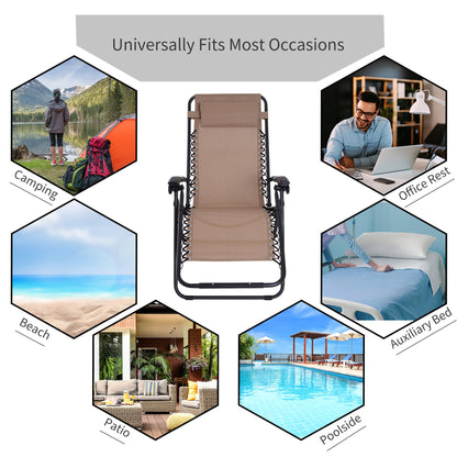 Zero Gravity Chair Metal Frame Texteline Armchair Outdoor Folding & Reclining Sun Lounger with Head Pillow for Patio Decking Gardens Camping