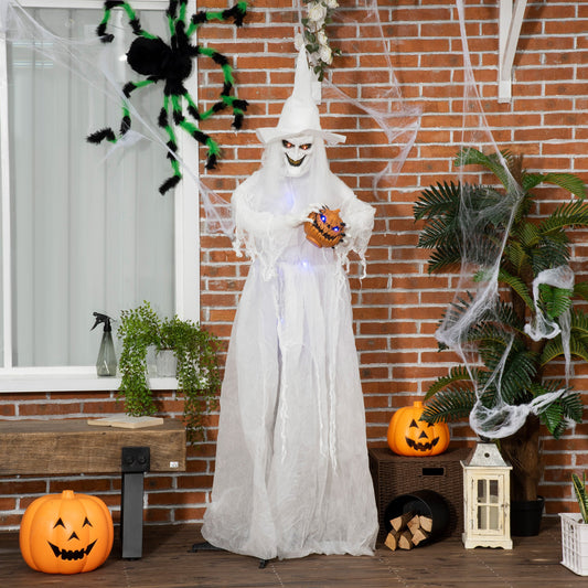 72 Inch Halloween Decorations White Witch Holding Pumpkin Head