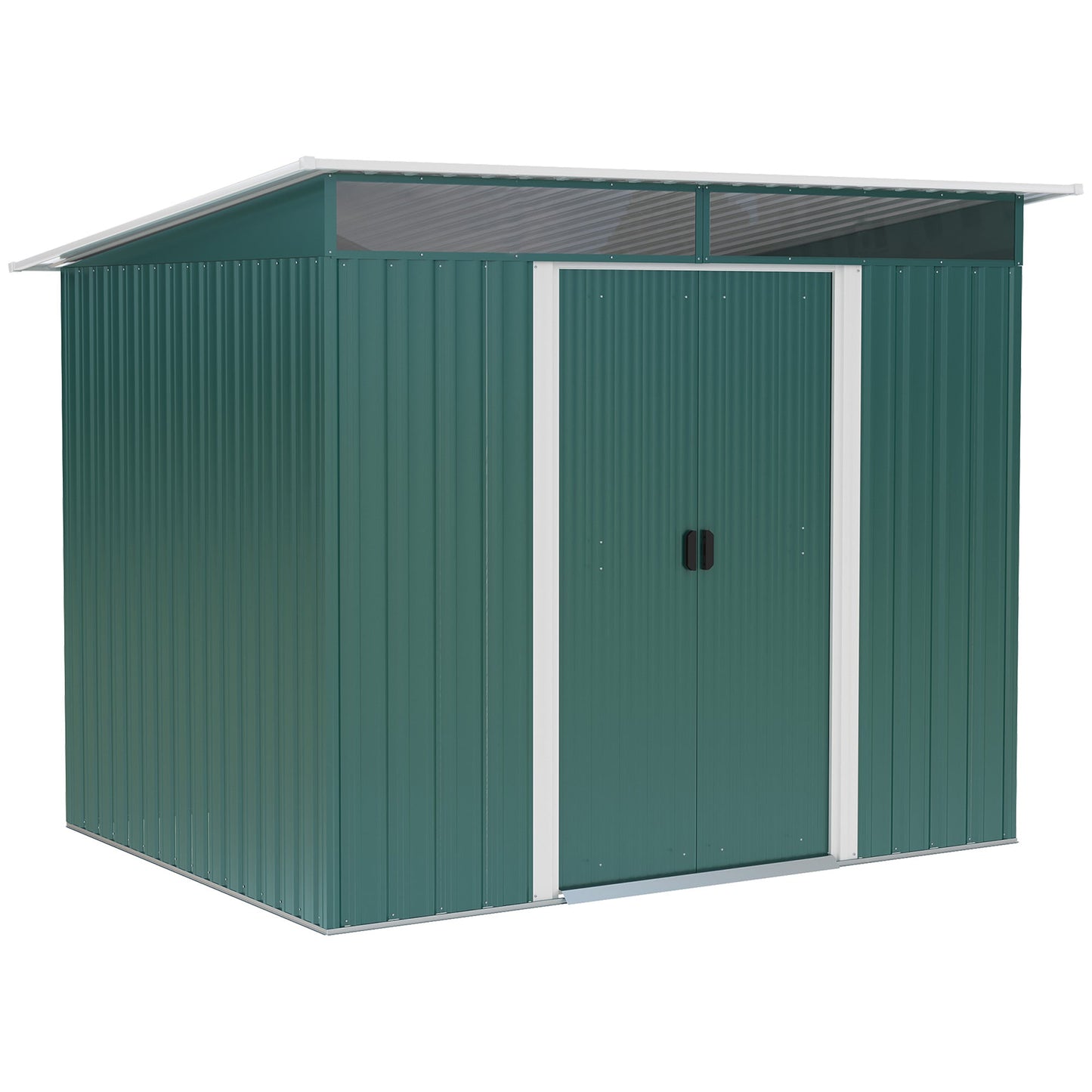 Lightsky 8.5 x 6' Double Door Pent Garden Shed Steel Green by Steadfast