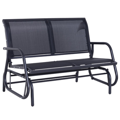 2-Person Outdoor Glider Bench Patio 2 Seater Swing Gliding Chair Loveseat w/Power Coated Steel Frame for Backyard Garden Porch