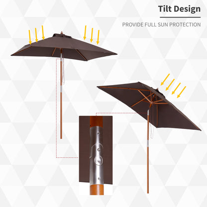 2m x 1.5m Garden Parasol Umbrella with Tilting Sunshade Canopy