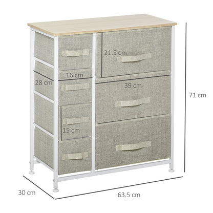 Vertical 7 Linen Drawers Cabinet Organizer Storage Dresser Tower with Metal Frame Adjustable Feet for Living Room