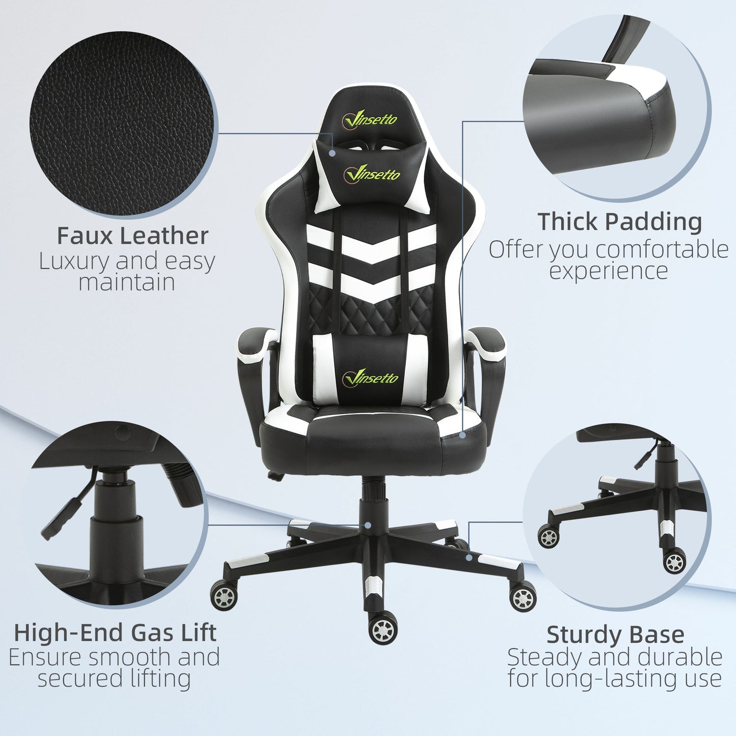 Vinsetto Racing Gaming Chair With Lumbar Support