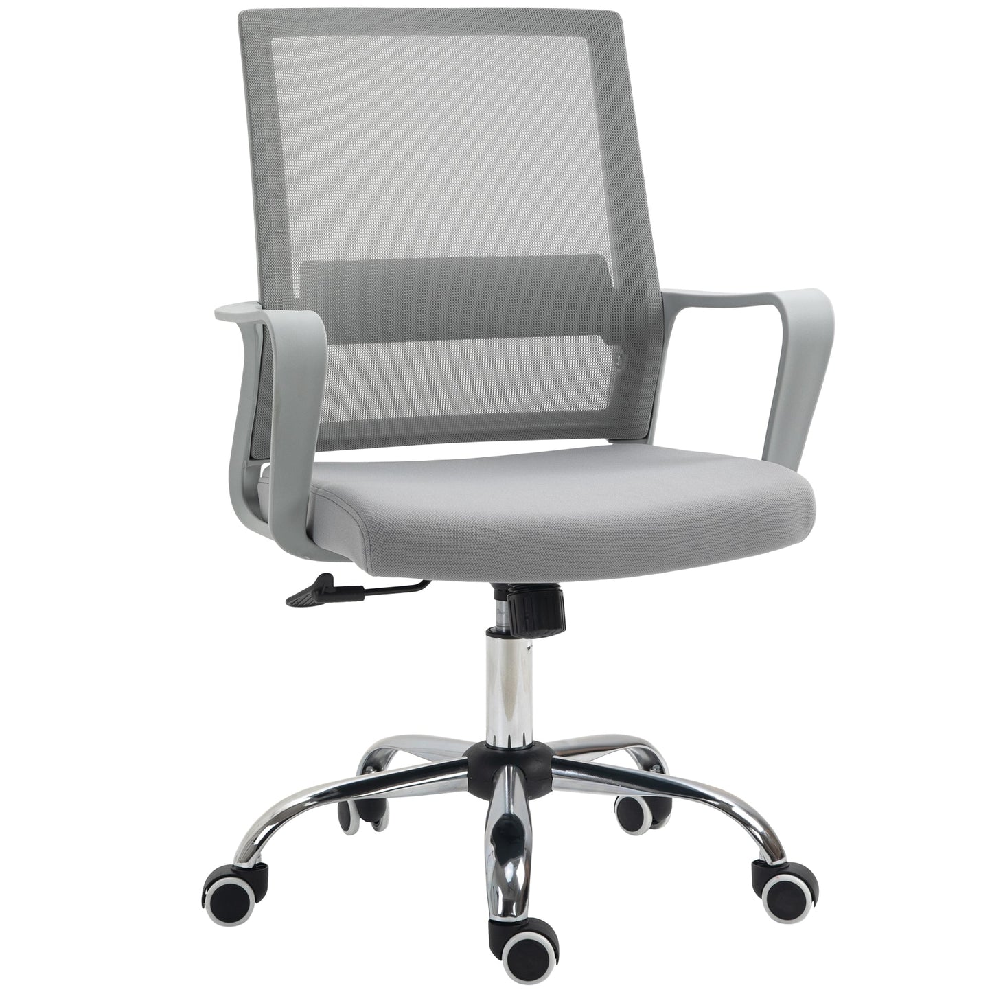 Vinsetto Ergonomic Desk Chair Mesh Office Chair with Adjustable Height Armrest and 360° Swivel Castor Wheels Grey