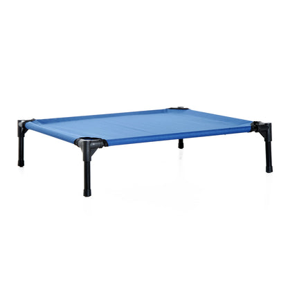 Pawhut Raised Dog Bed Cat Elevated Lifted Portable Camping With Metal Frame Blue (Medium)