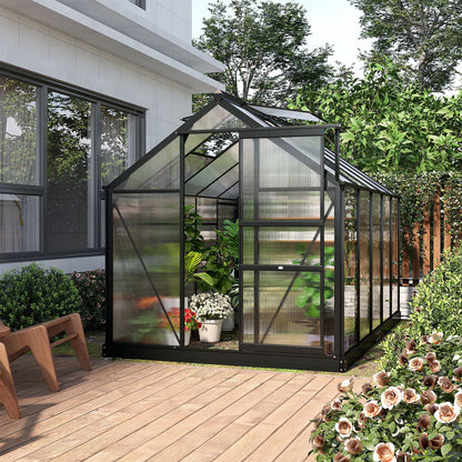 Clear Polycarbonate Greenhouse Large Walk-In Green House Garden Plants Grow Galvanized Base Aluminium Frame With Slide Door