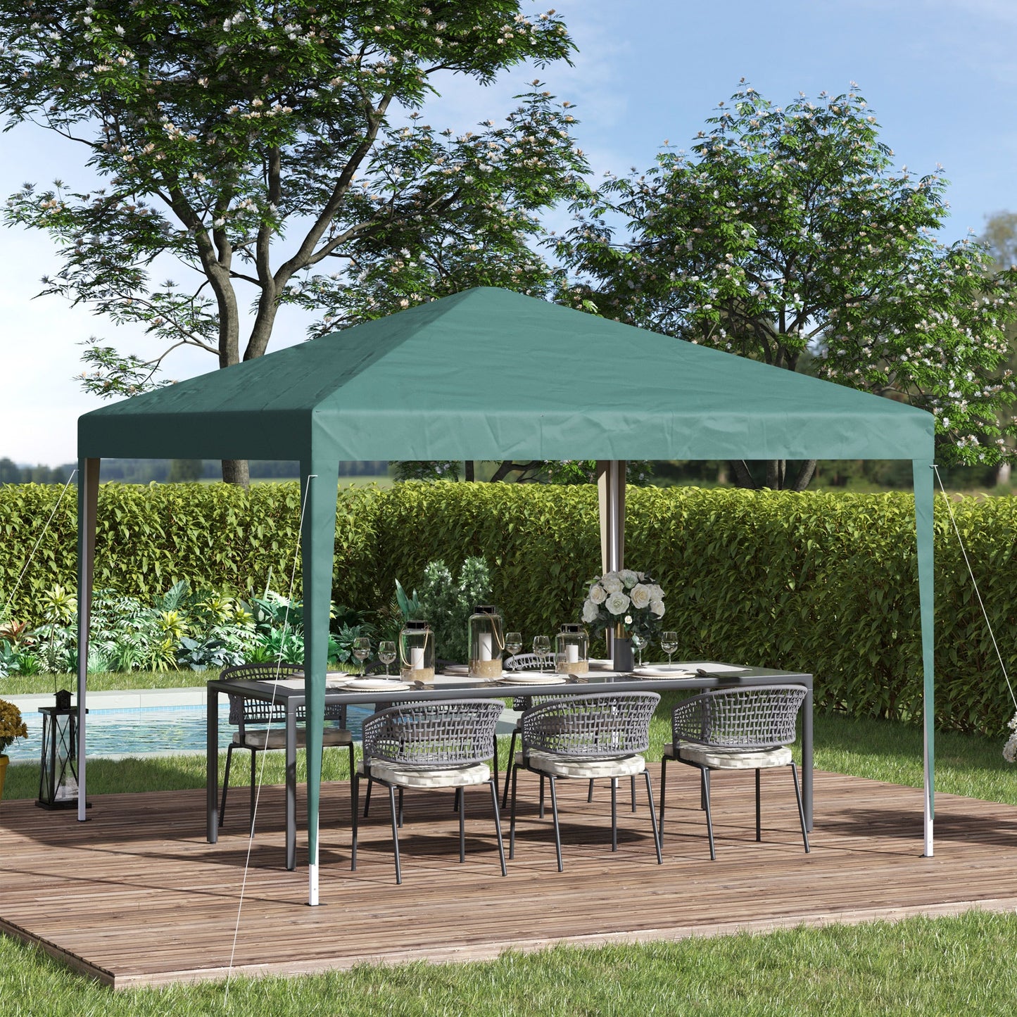 3 x 3 meter Garden Heavy Duty Pop Up Gazebo Marquee Party Tent Folding Wedding Canopy-Green