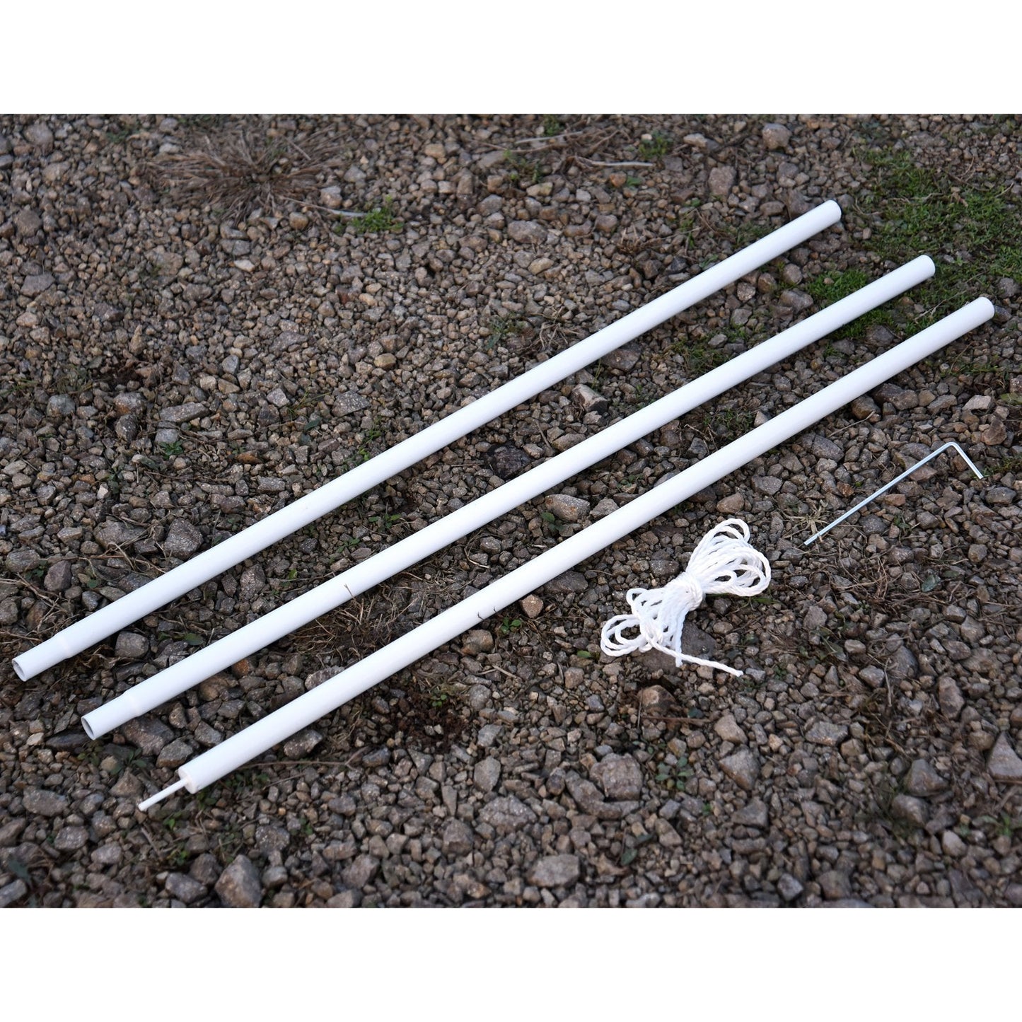 3M Awning Sail Shade Canopy Pole Kit Adjustable Pole With Rope Metal - White