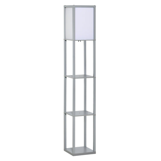 4-Tier Floor Lamp Standing Lamp with Storage Shelf for Home Office Dorm Grey