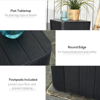 Wood Effect Coffee Table Square Storage Box Garden Furniture Bucket Patio Black