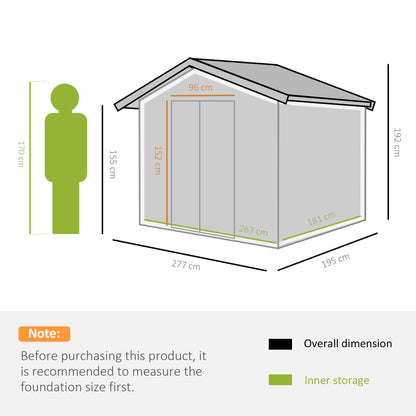 Corrugated 9 x 6' Double Door Apex Garden Shed With Ventilation Steel Green by Steadfast