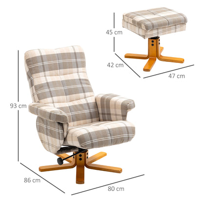 Homcom Linen Swivel Recliner Chair with Footstool