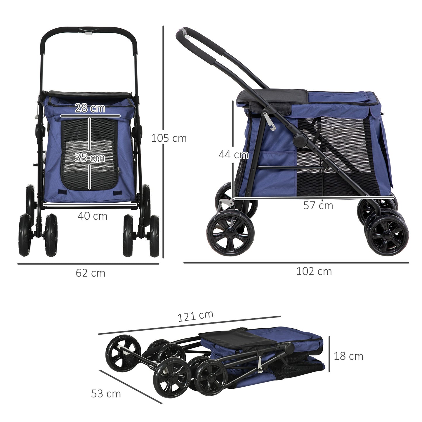 PawHut One-Click Foldable Pet Stroller