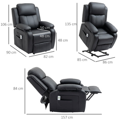 Electric Power Lift Recliner Chair Vibration Massage Reclining Chair with Remote Control and Side Pocket