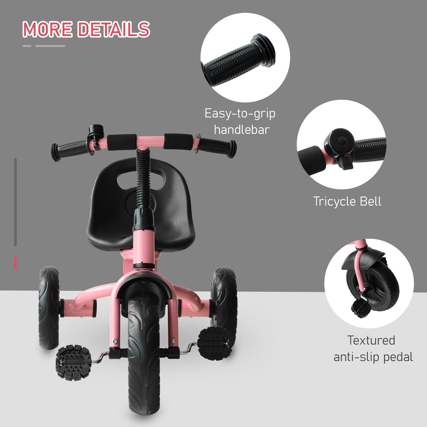 Toddler Three Wheel Plastic Tricycle Bike Pink