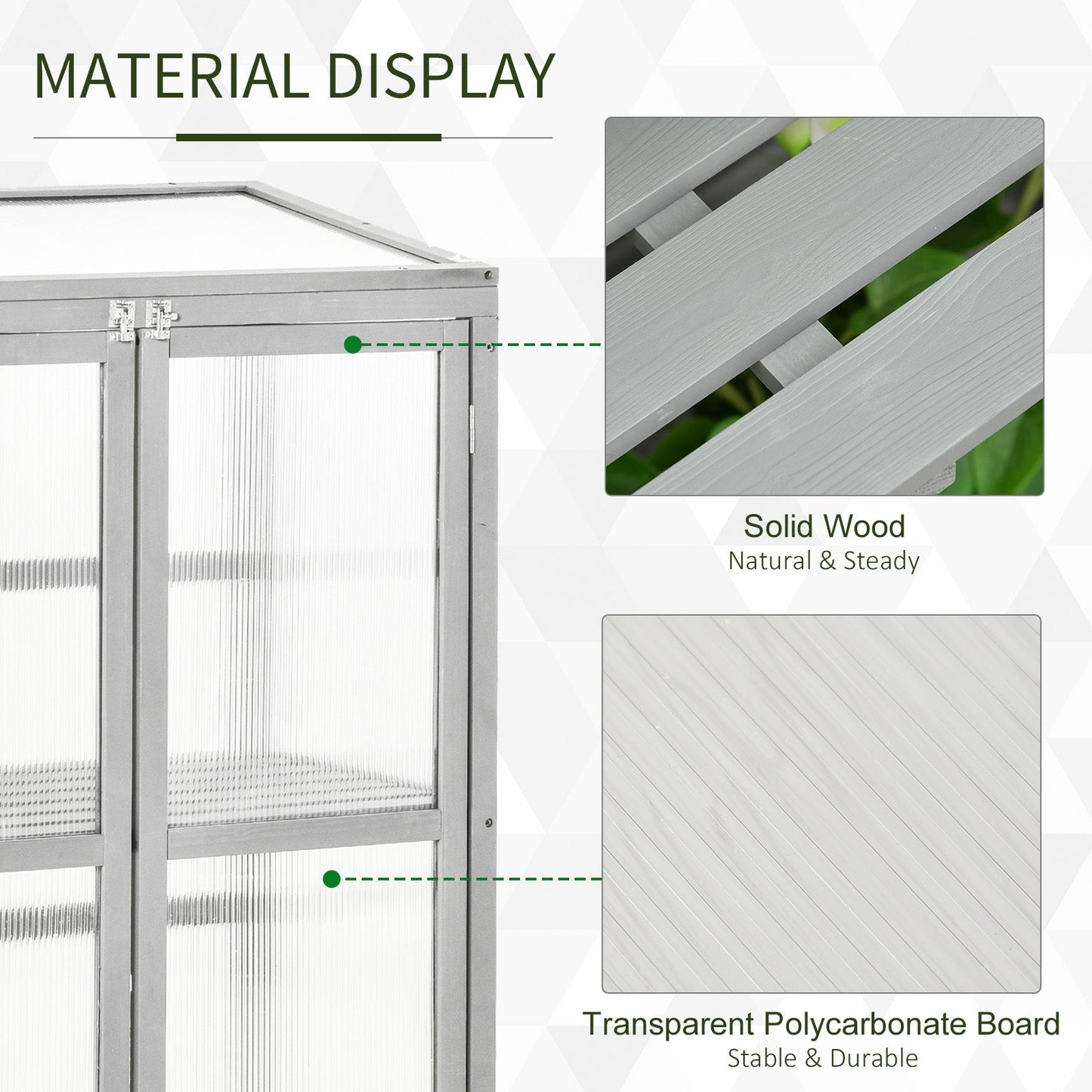 Wooden Cold Frame Greenhouse Polycarbonate Garden Grow House for Flower Vegetable Plants with Adjustable Shelf