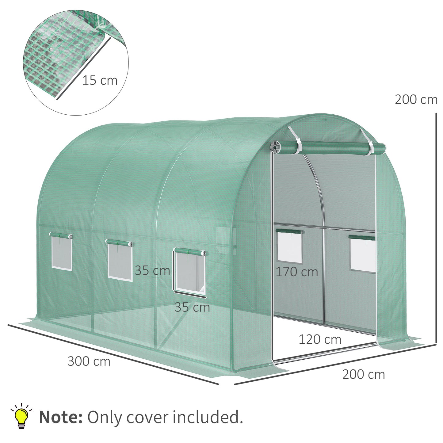 Outsunny 10X7 Ft Greenhouse Replacement Cover For Tunnel Walk-In Greenhouse With Windows Door