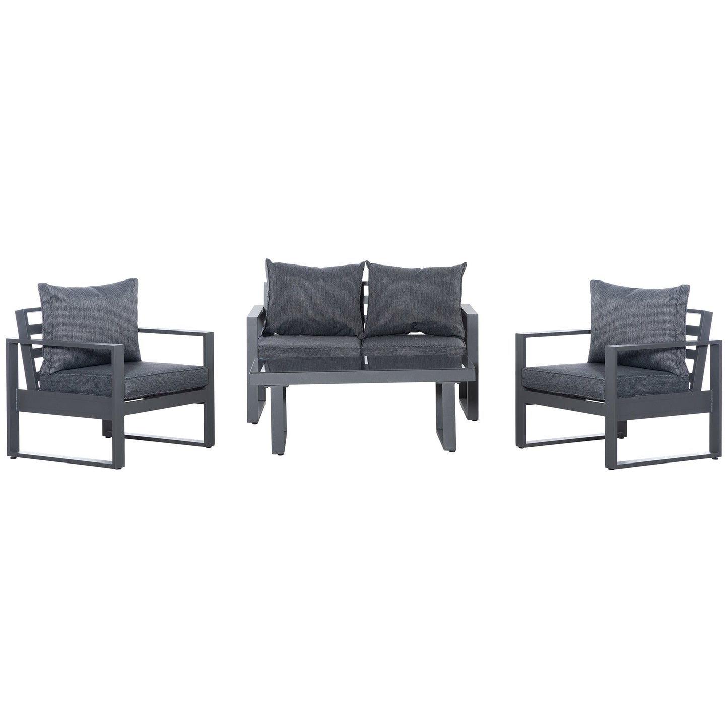 4-Piece Aluminium Garden Sofa Set with Coffee Table