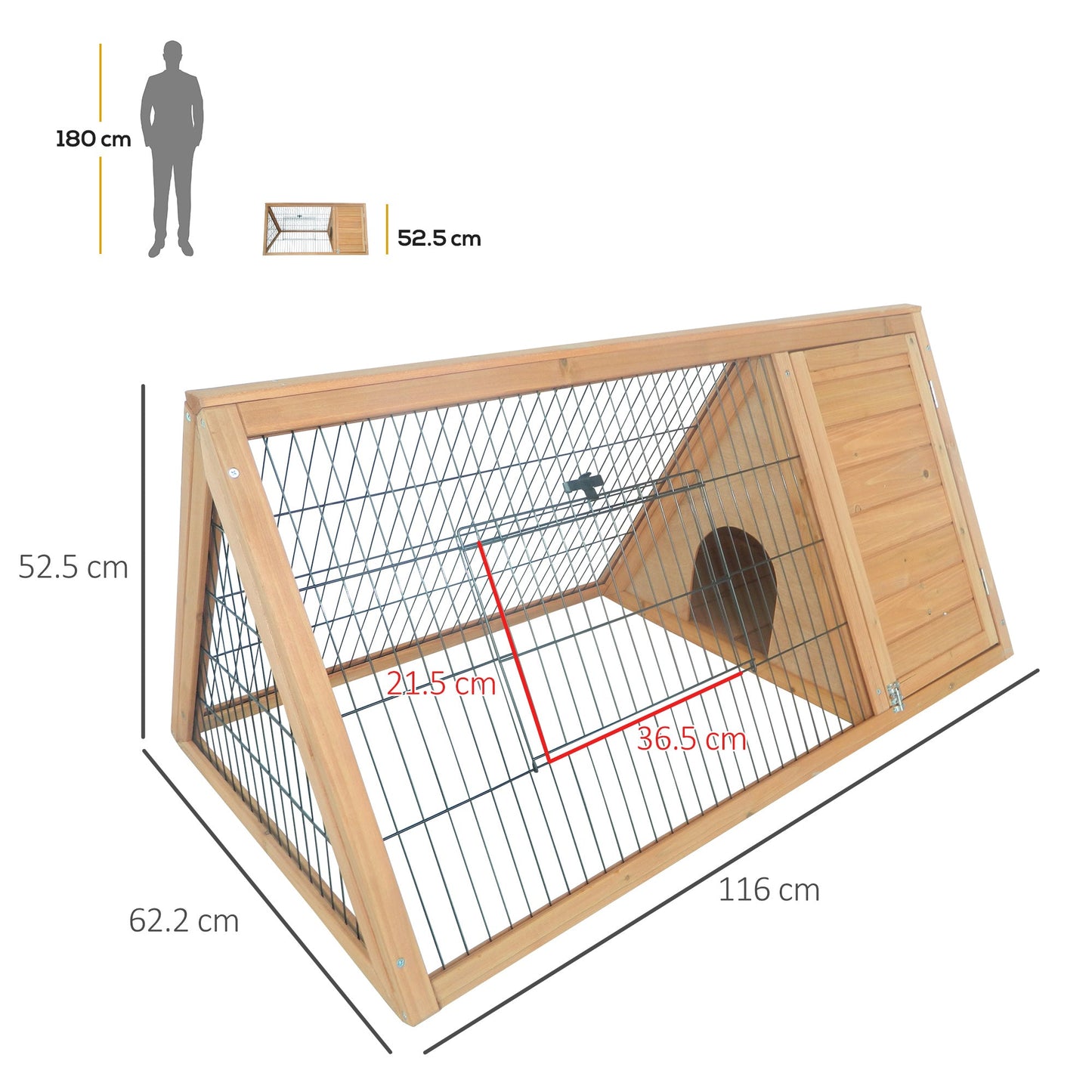 PawHut Outside Wooden Rabbit Hutch w/ Outside Area - Yellow