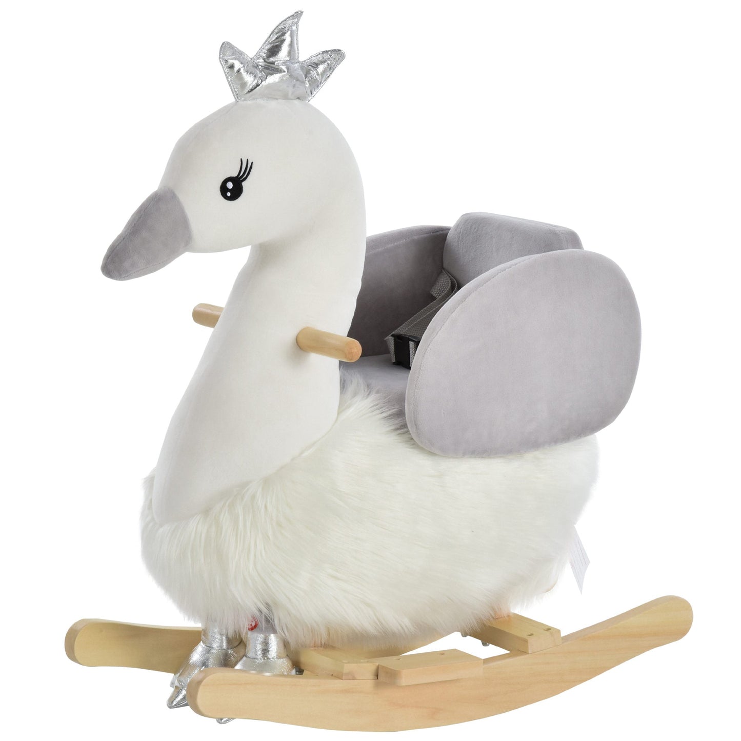 Toddlers Swan Plush Rocking Ride On w/ Sound White/Grey