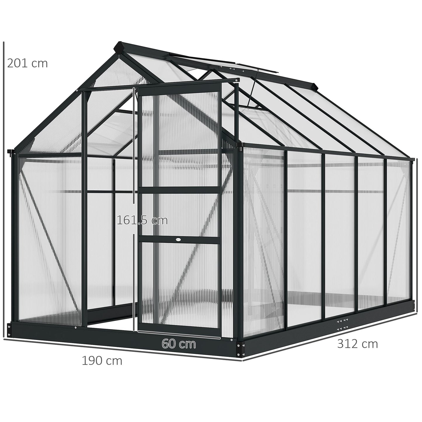 Clear Polycarbonate Greenhouse Large Walk-In Green House Garden Plants Grow Galvanized Base Aluminium Frame With Slide Door