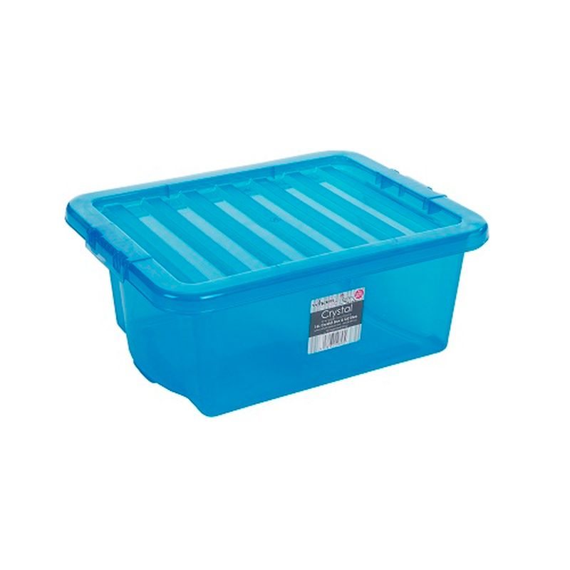 16L Wham Crystal Stacking Plastic Storage Blue Box & Clip Lid - Buy Online  at QD Stores