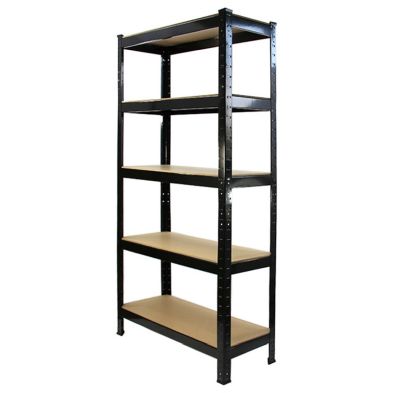 Product photograph of Steel Shelving Units 150cm - Black Heavy Duty Set Of Six T-rax 75cm By Raven from QD stores