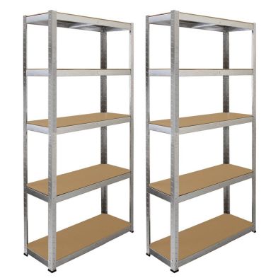 Product photograph of Steel Mdf Shelving Units 180cm - Silver Set Of Two Galwix 90cm By Raven from QD stores