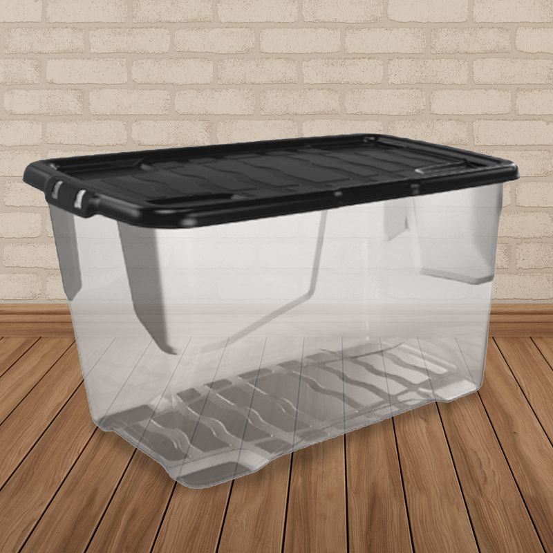 100L Curve Extra Large Clear Stacking Box & Black Lid - Buy Online at QD  Stores