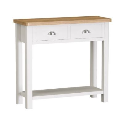 Product photograph of Jasmine Console Table Oak White 1 Shelf 2 Drawers from QD stores