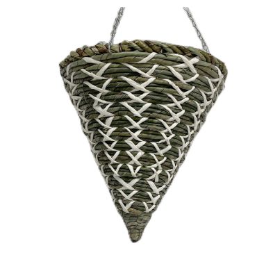 Garden Hanging Basket Dark Brown Rattan Cone 35cm By Croft