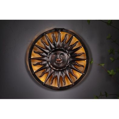 Product photograph of Sun Solar Garden Wall Light Decoration 12 Warm White Led - 40 5cm By Bright Garden from QD stores