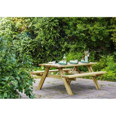Product photograph of Fold Up Picnic Table - 6 Seat Green Tint By Ekju from QD stores