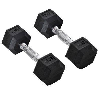 See more information about the Homcom 2x4kg Rubber Dumbbell Sports Hex Weights Sets Home Gym Fitness Hexagonal Dumbbells Kit Weight Lifting Exercise