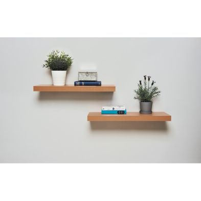 Product photograph of 40cm Pack Of 2 Floating Shelves Oak from QD stores