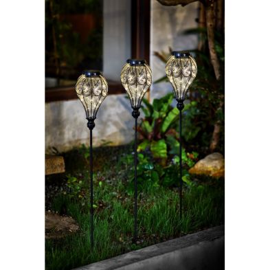 Product photograph of White Balloon Solar Garden Stake Light Decoration 10 Warm White Led - 85cm By Bright Garden from QD stores