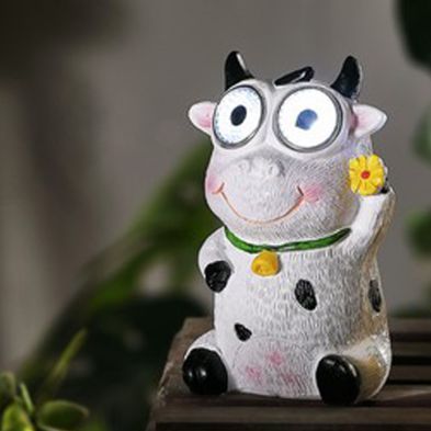 Product photograph of Cow Solar Garden Animal Light Decoration 2 White Led - 13cm By Bright Garden from QD stores