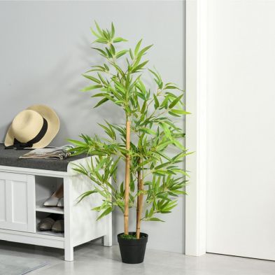 Product photograph of Outsunny Set Of 2 Artificial Bamboo Trees Decorative Plant With Nursery Pot For Indoor Outdoor Dcor 120cm from QD stores
