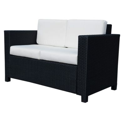 Outsunny Wicker Garden 2 Seater Double Couch Loveseat Black