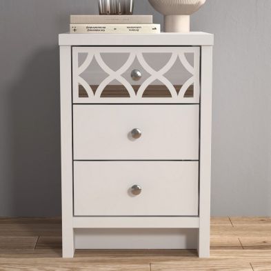 Arianna Slim Bedside Table White 3 Drawers
