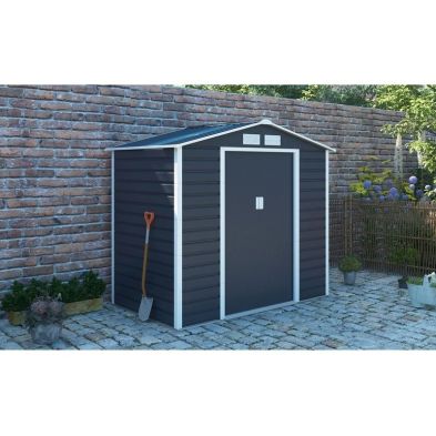 Product photograph of Classic Cambridge Garden Metal Shed By Royalcraft - Grey 2 1 X 1 3m from QD stores