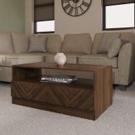 See more information about the Catania Coffee Table Dark Brown 1 Shelf 4 Drawers