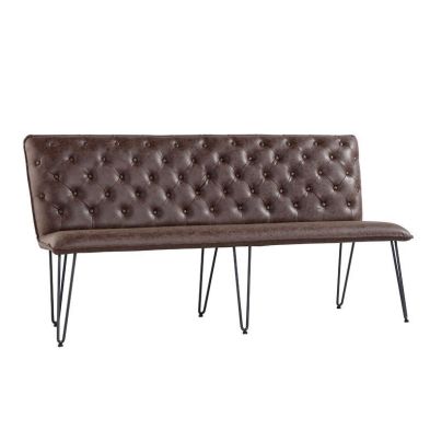 Product photograph of Urban Chesterfield Large Bench Metal Faux Leather Brown from QD stores