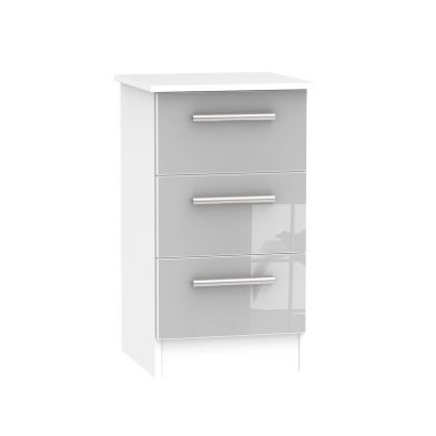 Product photograph of Buxton Slim Bedside Table White Grey 3 Drawers from QD stores