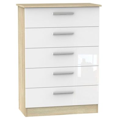 Product photograph of Buxton Tall Chest Of Drawers Natural White 5 Drawers from QD stores