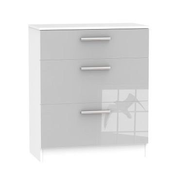 Product photograph of Buxton Chest Of Drawers White Grey 3 Drawers - 88 5cm from QD stores